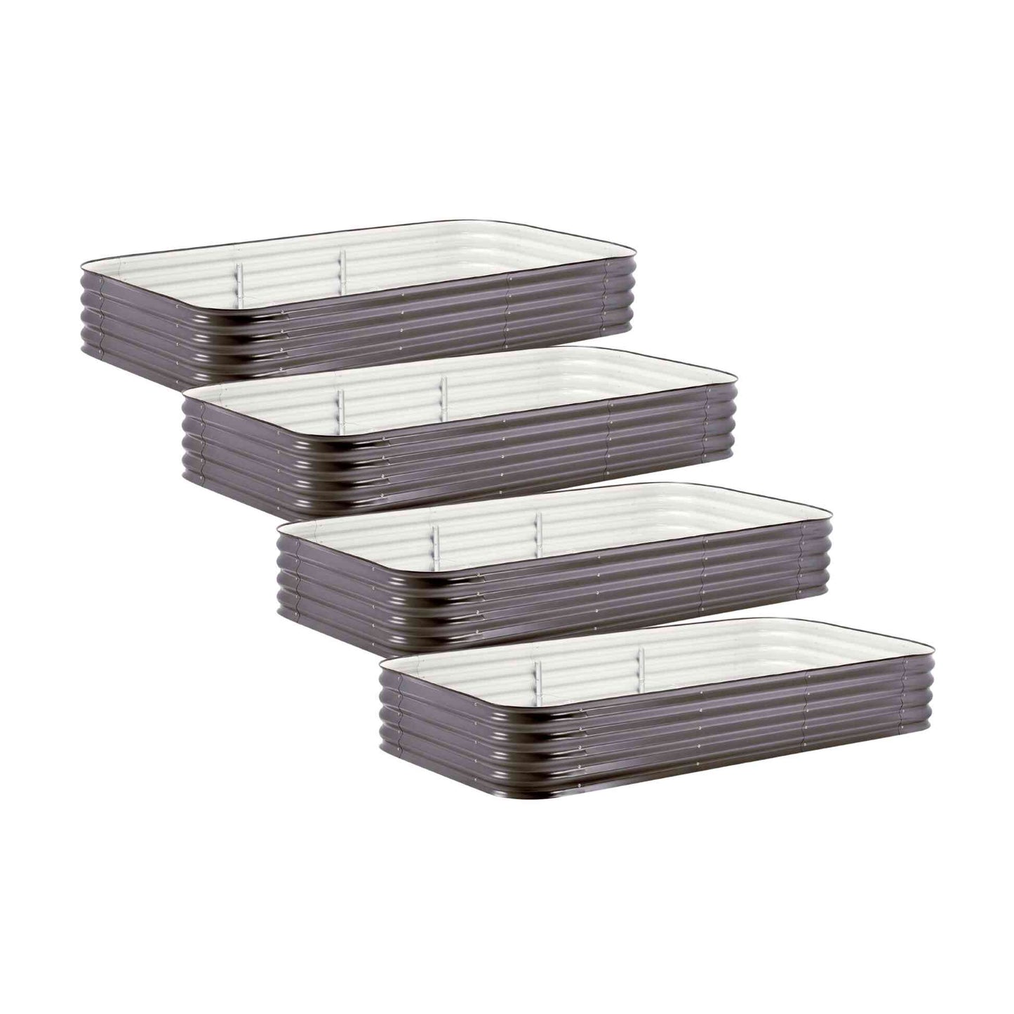 4-Pack Large Modular Metal Raised Garden Bed Kit - 15” Tall