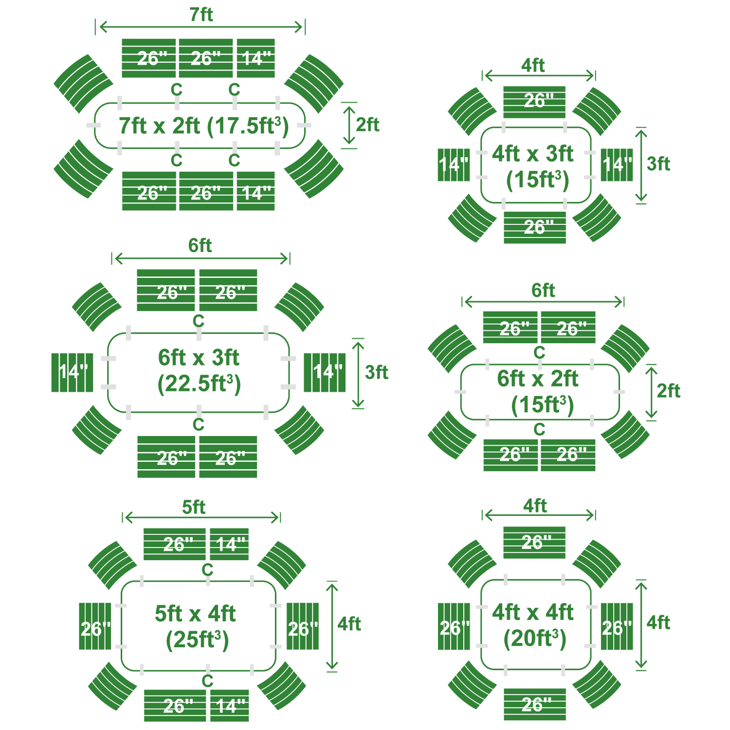 4-Pack Medium Modular Metal Raised Garden Bed Kit - 15” Tall