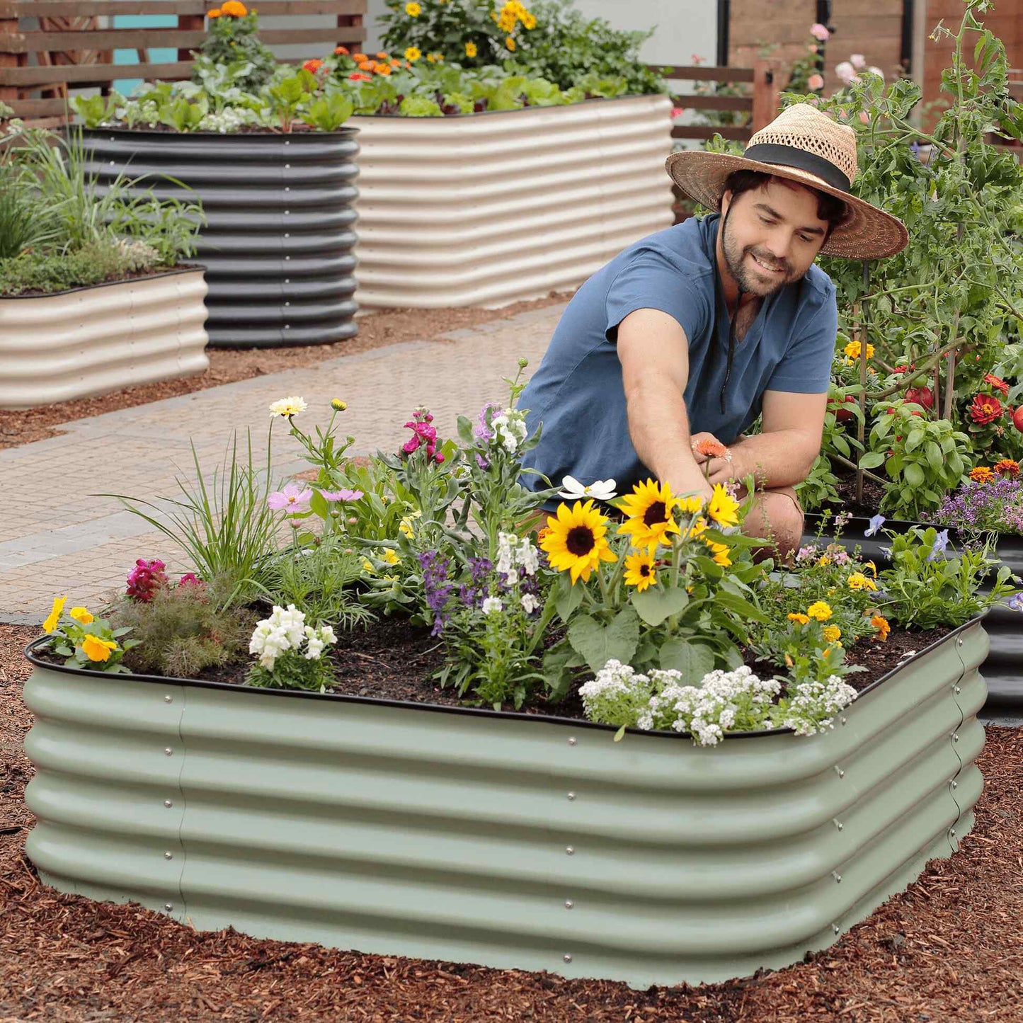 Medium Modular Metal Raised Garden Bed Kit - 15” Tall