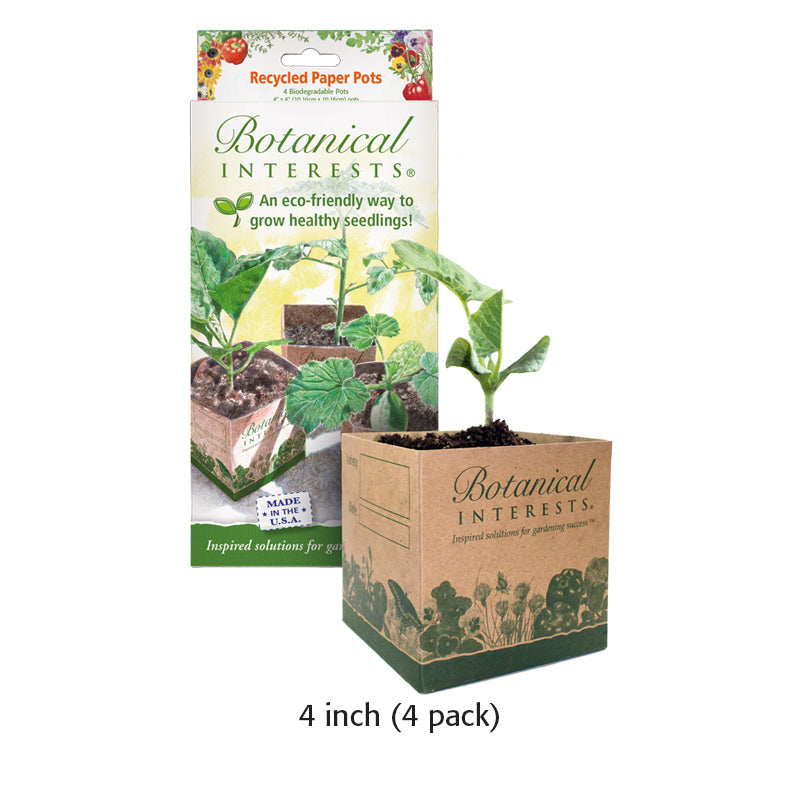 large compostable plant pots Recycled Paper Pots 4 Pack 4"x4"