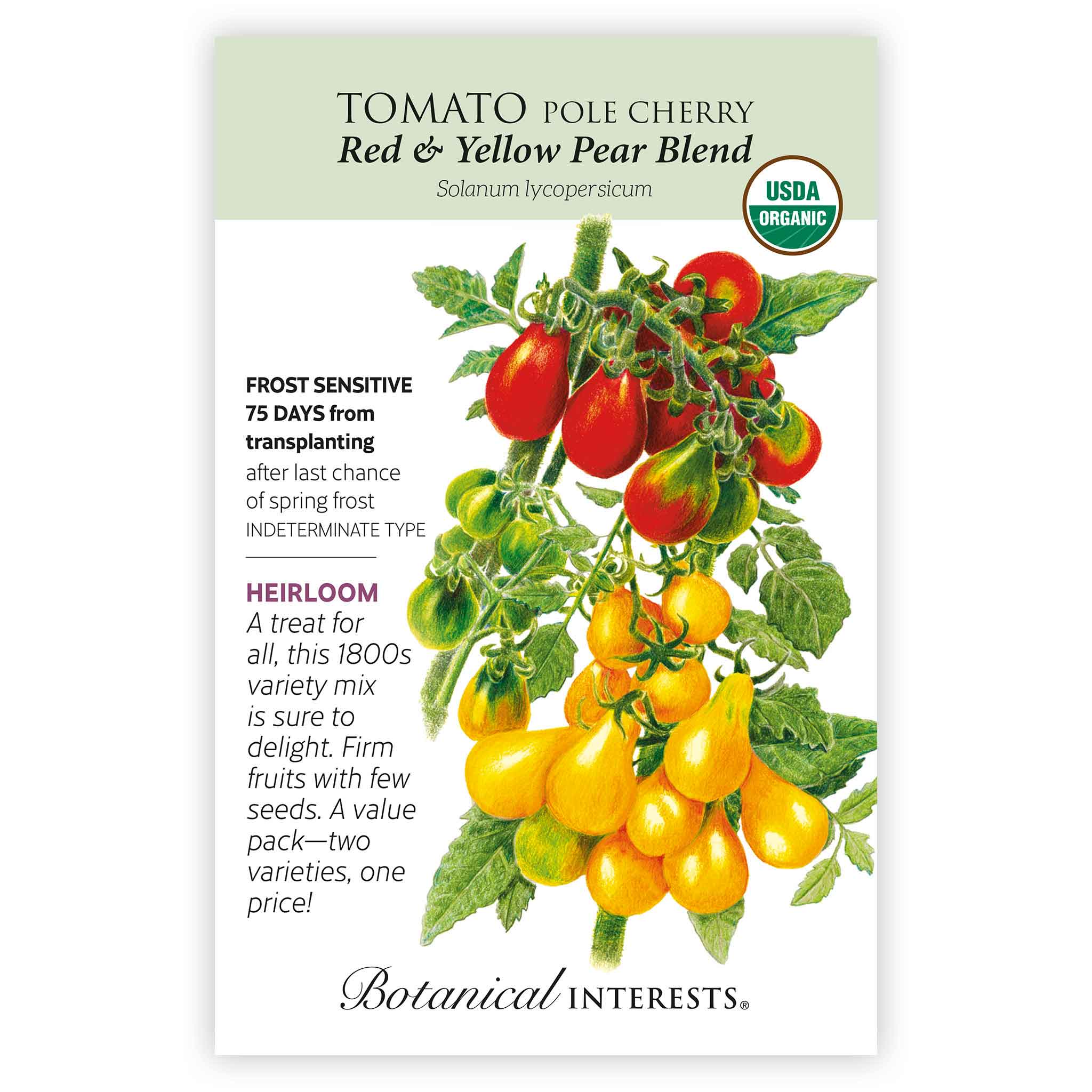 tomato プロフ必読！ Red & Yellow Pear Blend Pole Cherry Tomato Seeds – Botanical Interests