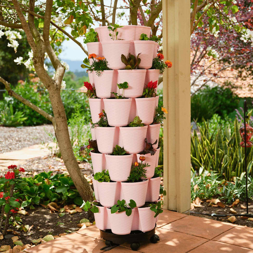 stackable planting pots GreenStalk 7-Tier Vertical Planter Basketweave