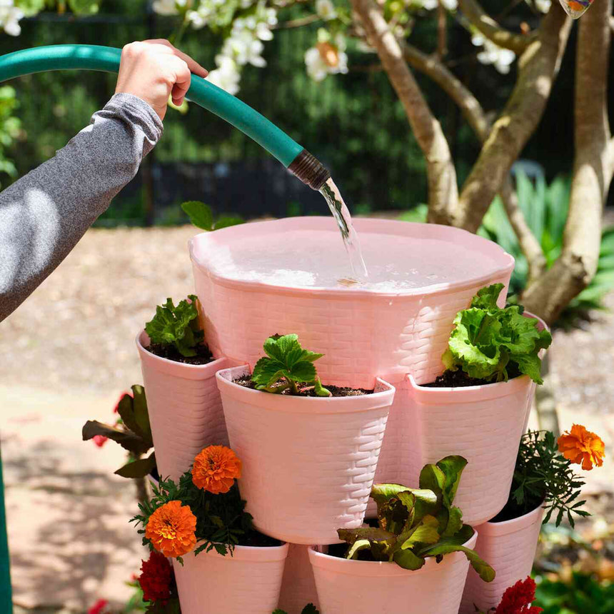 basket weave planter pot GreenStalk 7-Tier Vertical Planter Basketweave