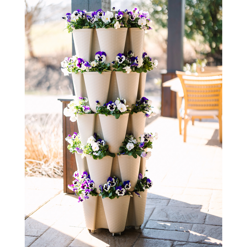 vertical plant pots Botanical Interest High Quality Vertical Planter | 5-Tier Vertical Planter Basketweave Terracotta