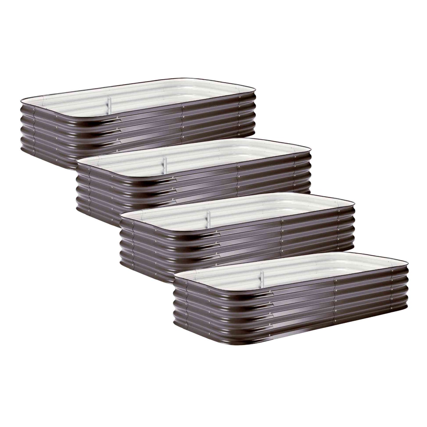 4-Pack Medium Modular Metal Raised Garden Bed Kit - 15” Tall