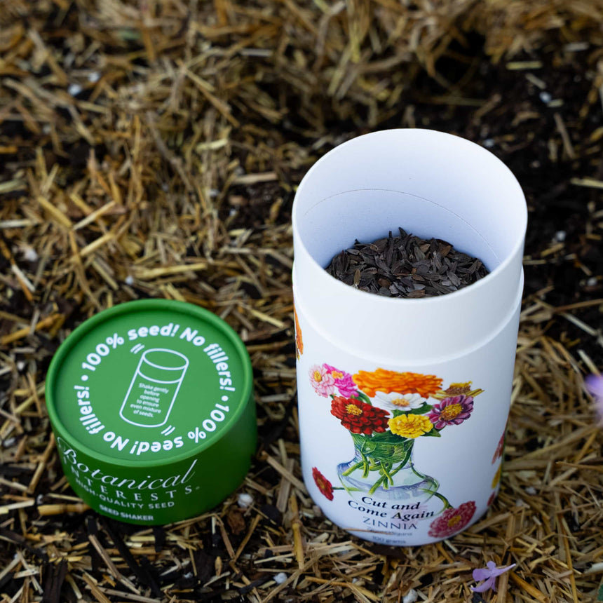 shake flower seeds Zinnia Cut and Come Again Seed Shaker